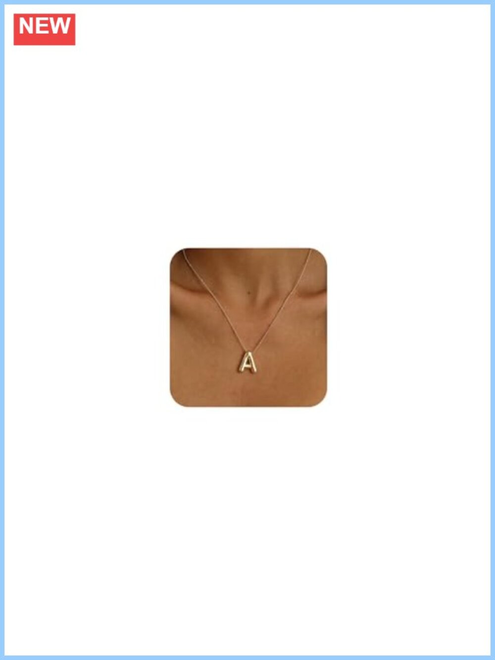 14k Gold Plated Chunky Initial Necklace Women's Bubble Letter Pendant